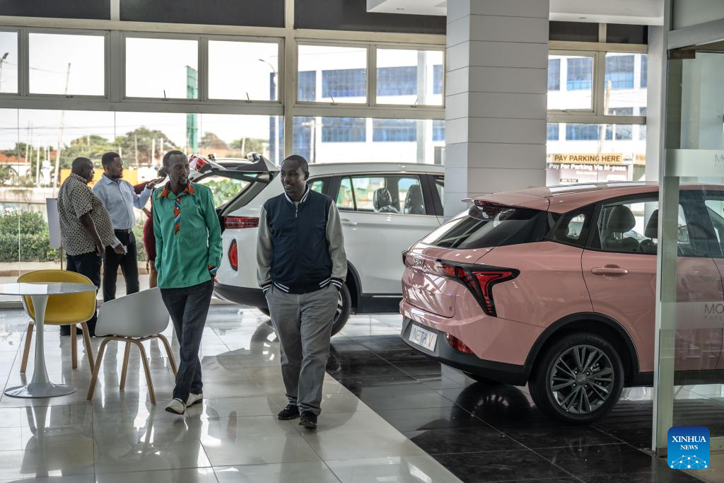 Customers visit store of Chinese automotive brand Neta in Kenya